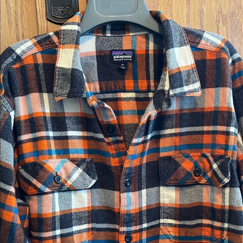 Patagonia Brown and Orange Plaid Button Down Shirt - Picture 5 of 6